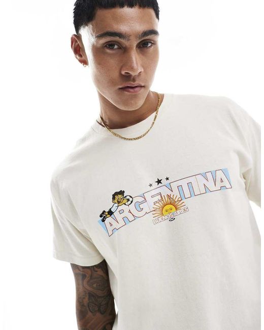 PRNT Gray Argentina Football Mascot Graphic Relaxed Fit T-Shirt