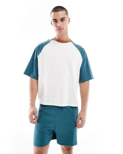 ASOS Blue Boxy Nightwear Set With Raglan Sleeve for men