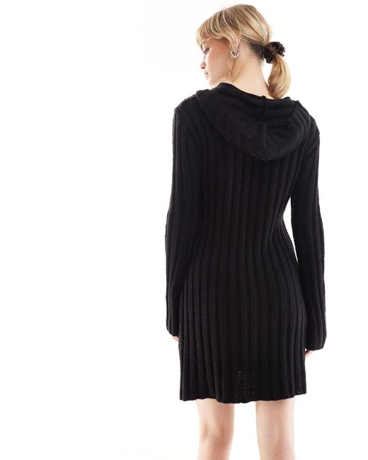 Reclaimed (vintage) Black Knitted Mini Dress With Hood