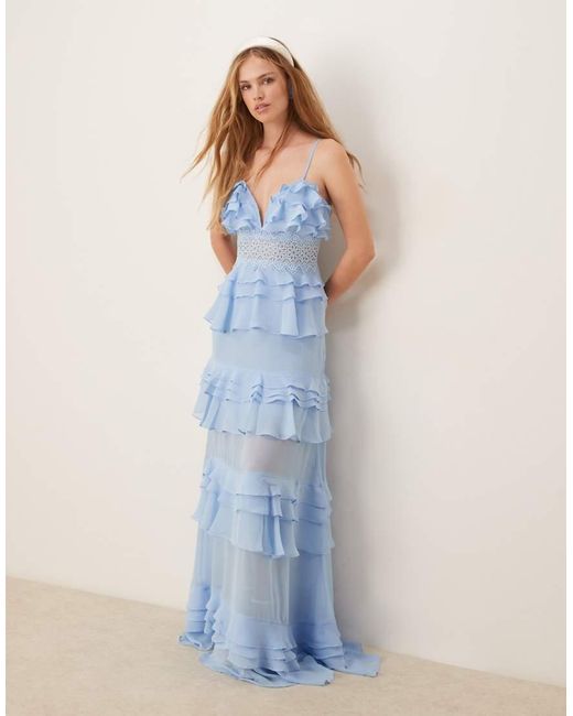 True Decadence Blue V Neck Midi Dress