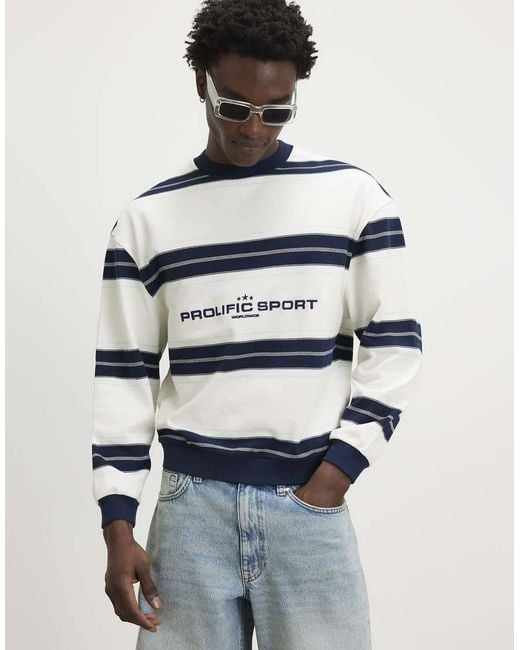 River Island Blue Regular Fit Prolific Stripe Sweatshirt for men