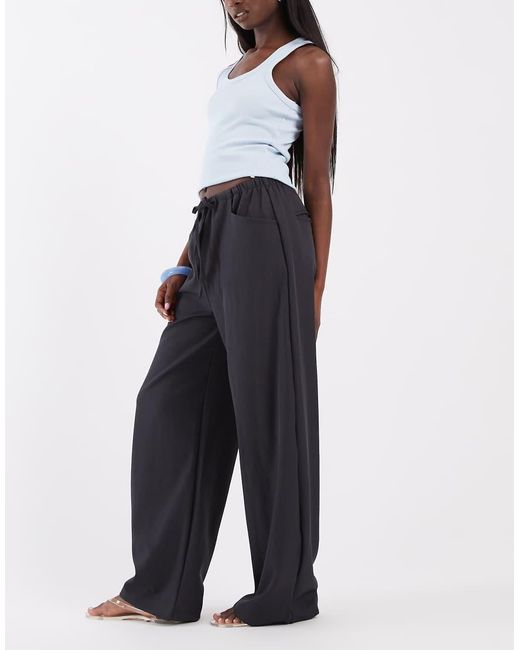 BRONZE SNAKE Blue Pull On Cargo Wide Leg Pants