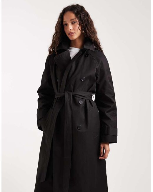 ASOS Black Longline Water Repellent Trench Coat