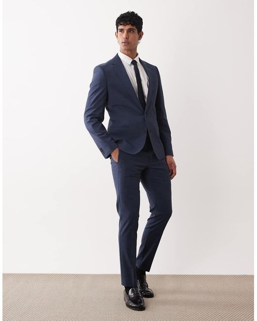 ASOS Blue Skinny Suit Jacket With Washable Wool for men