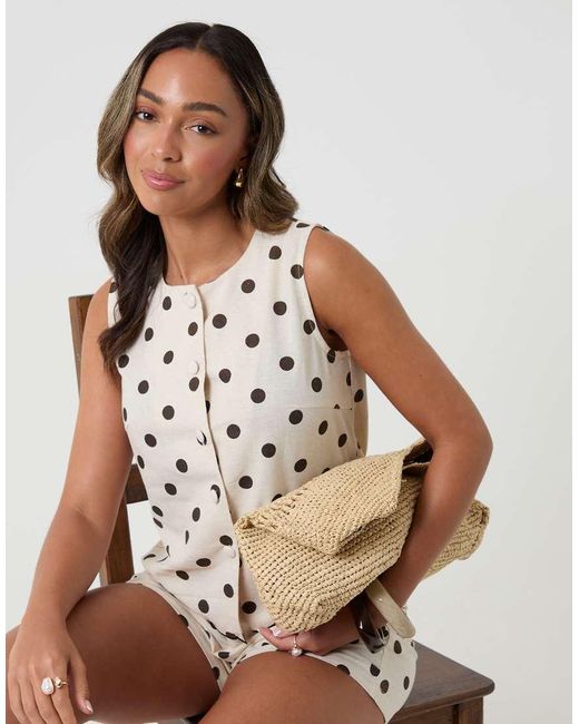 Threadbare White Polka Dot Tailored Top