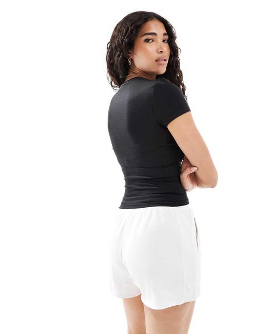 Miss Selfridge Black Sculpted Short Sleeve Tee