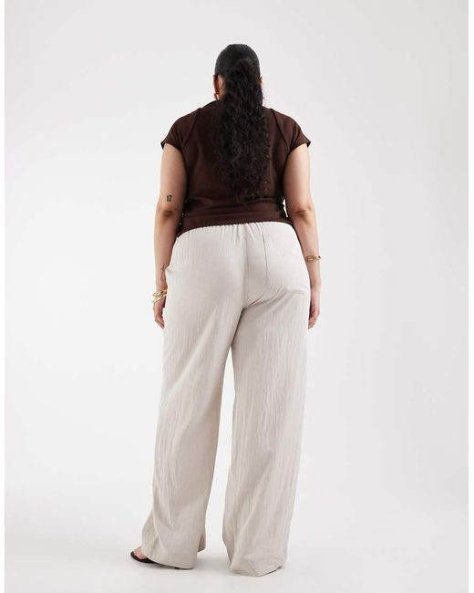 ONLY Natural Pull On Wide Leg Trousers