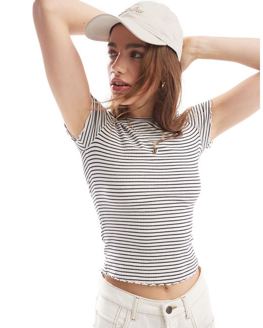 New Look White Stripe Babylock Tee