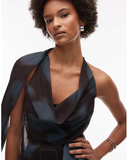 ASOS Black Cowl Scarf Detail Cami Co-Ord