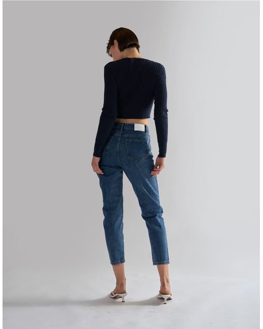 Glamorous Blue Long Sleeve Crop Cardigan
