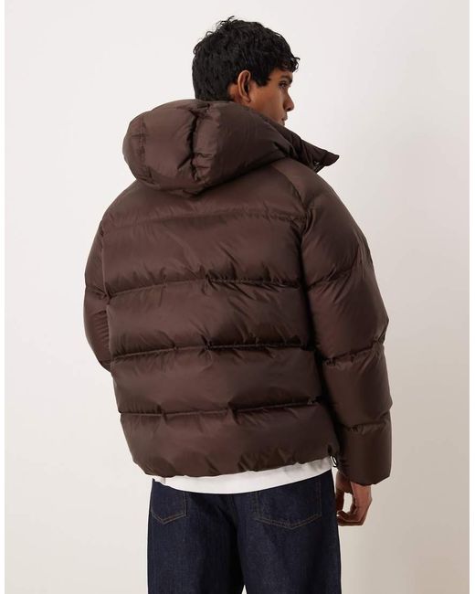 ARKET Brown Sporty Down Jacket With Hood for men