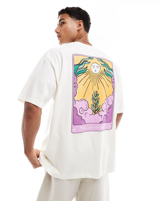 ASOS White Oversized T-shirt With Celestial Graphic for men