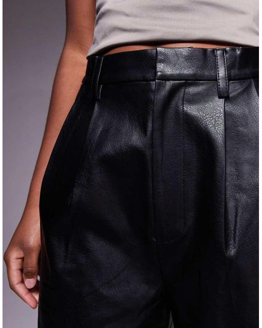 Bardot Black Leather Look High Waisted Tapered Leg Trousers