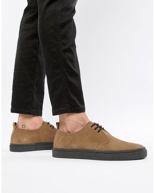 Fred Perry Brown Linden Low Suede Shoes In Tan for men