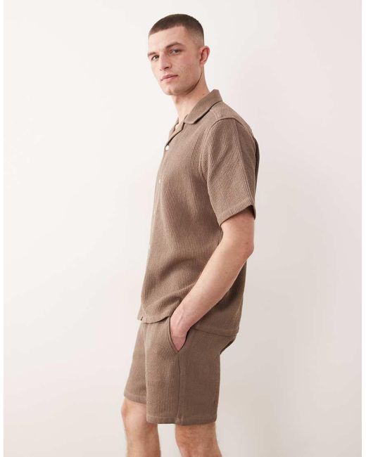 Only & Sons Brown Waffle Shorts for men