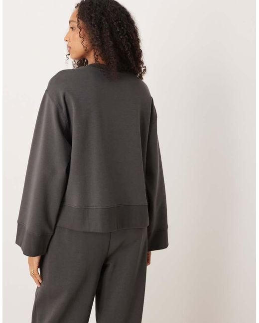 ASOS Gray Interlock Oversized Crew Neck Top