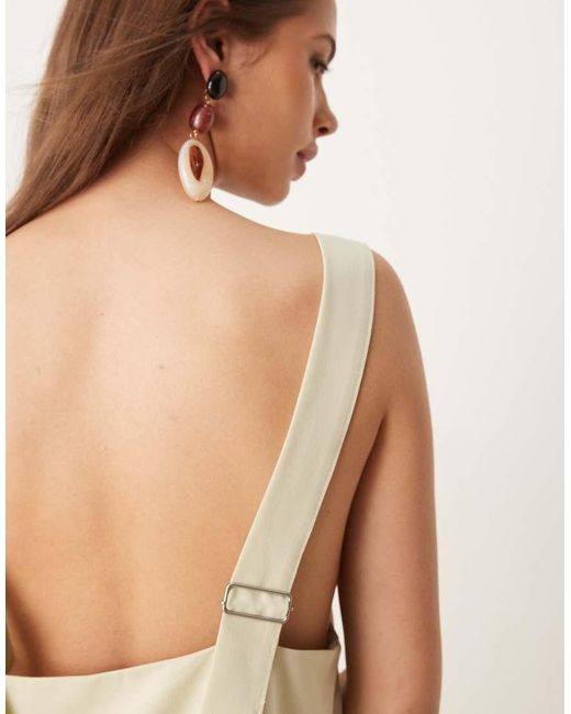 ASOS Natural Tailored Square Neck Top With Utility Buckle Straps Co-ord