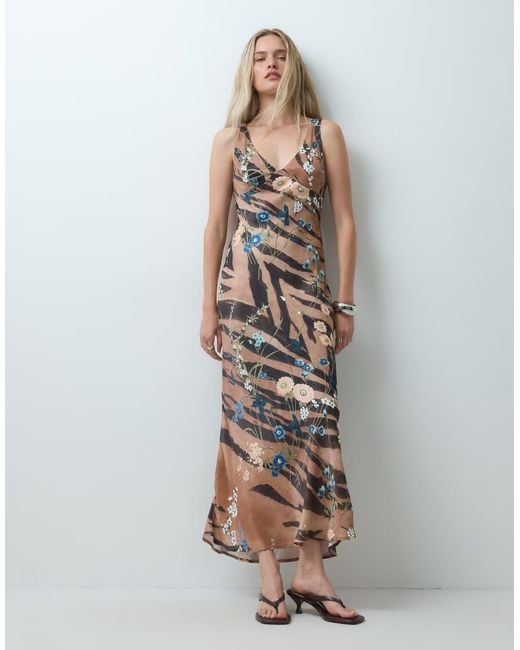 ASOS White Satin Maxi Dress With Fluted Hem