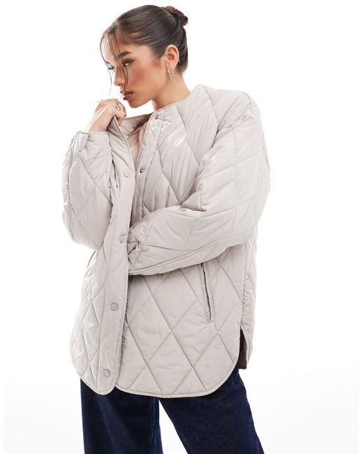 Pieces White Quilted Lightweight Jacket