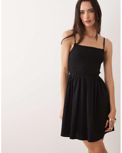 Brave Soul Black Shirred Mini Sundress