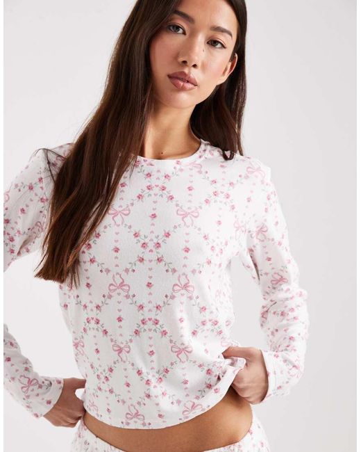 Hollister White Scoop Neck Long Sleeve Pyjama Top Co-Ord