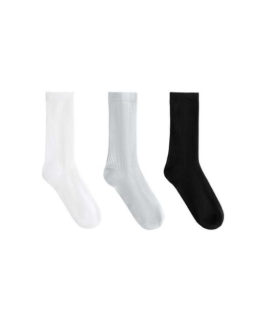 Oysho White 3 Pairs Of Classic Polyamide Blend Sports Socks