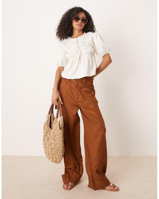 ASOS White Tie Front Ruched T-shirt