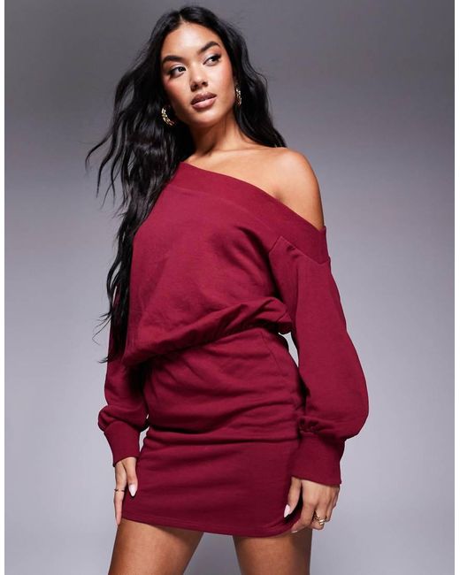 ASOS Red Asymmetric Mini Sweats Dress
