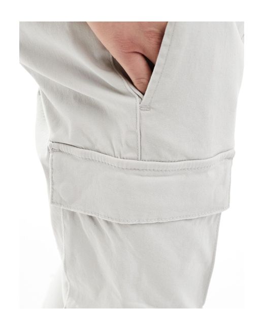 Only & Sons White Slim Tapered Cargo Trousers for men