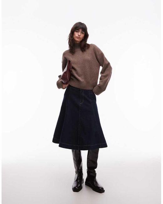 & Other Stories Brown High Neck Relaxed Knitted Sweater With Wide Sleeves