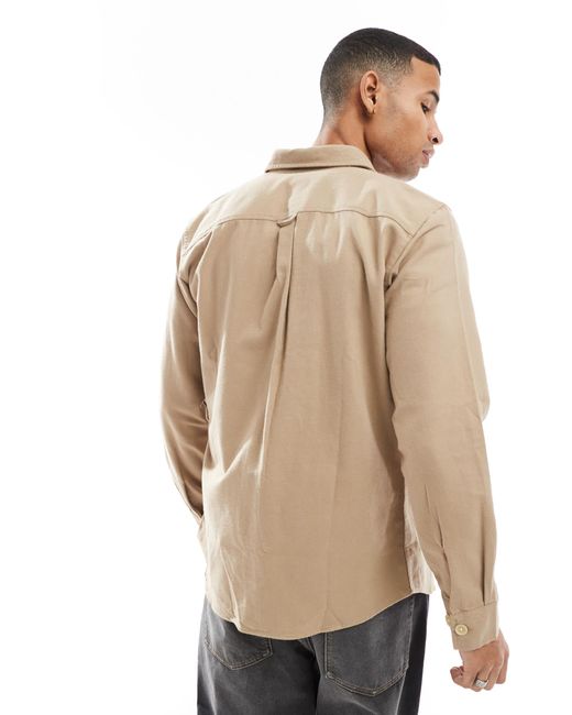 Jack & Jones – hemdjacke aus flanell in Natural für Herren