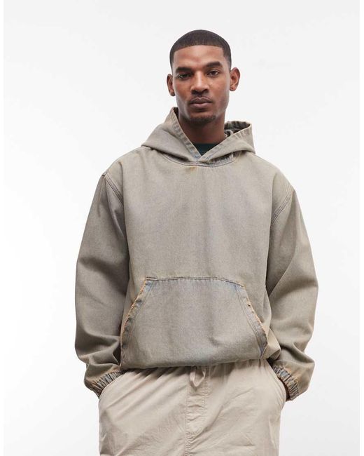 Good For Nothing Gray Oversized Pullover Denim Hooded Jacket for men