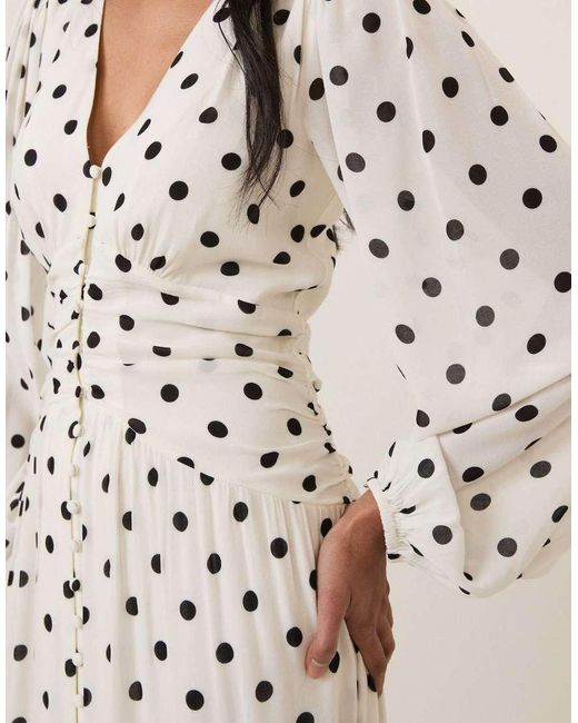 Nobody's Child Natural Polka Dot Luna Midi Dress