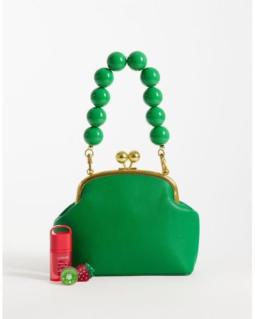 ASOS Green Resin Ball Handle Frame Clutch Bag
