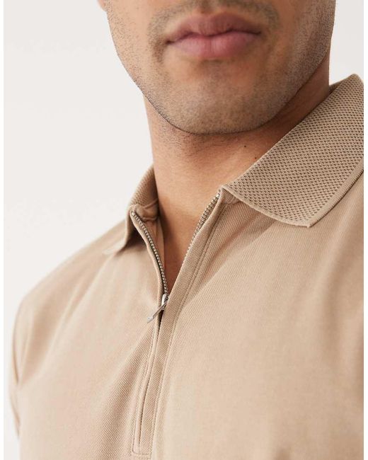 SELECTED Blue Half Zip Polo for men