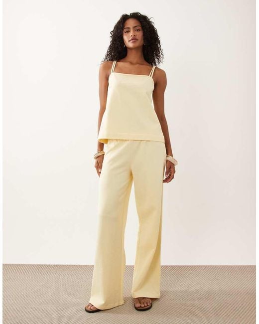 ASOS Yellow Square Neck Cami Top Co-ord With Back Button Detail