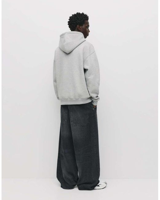 Pull&Bear Gray Basic Hoodie for men