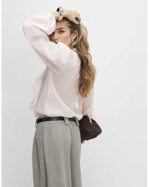 River Island White Long Sleeve Frilled Shirt