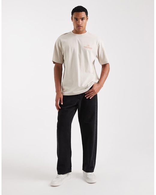 Only & Sons Natural Relaxed Fit T-shirt With Rose Back Print for men