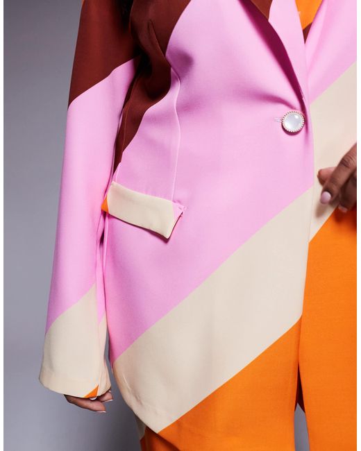 ASOS Orange Curve Co-ord Single Breasted Tailored Suit Blazer