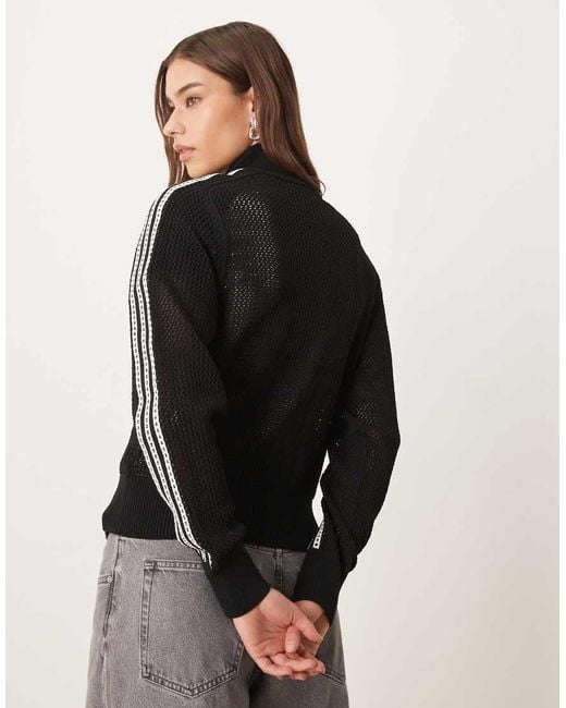 Adidas Originals Black Knitted Crochet Firebird Track Top