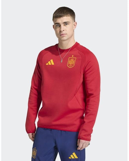Adidas Originals Red Spain Tiro Travel Crew Jumper for men