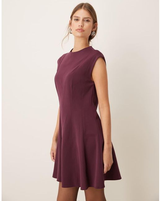 Mango Pink Cap Sleeve Fit And Flare Mini Dress