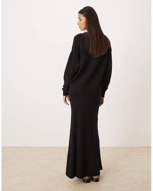 Vila Black Knitted Midi Skirt Co-ord