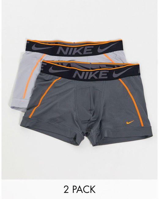 Nike 2 Pack Breathe Microfibre Trunks in Grey for Men