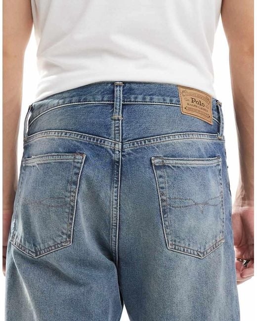 Polo Ralph Lauren Blue Heritage Straight Fit Raw Hem Jeans for men
