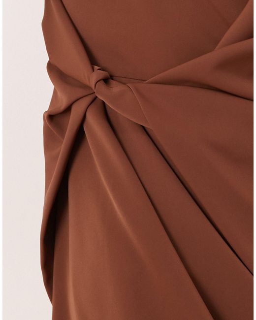 ASOS Brown High Neck Draped Slinky Maxi Dress