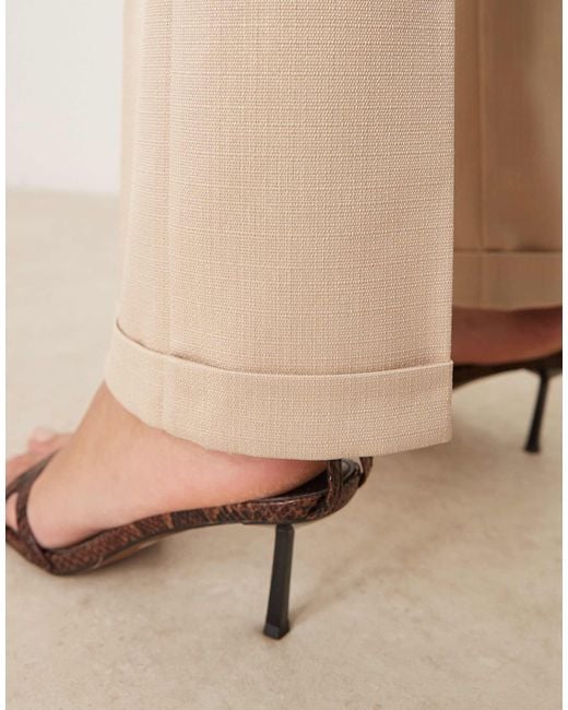 ASOS Natural Tall Tailored Slim Straight Pants With Belt