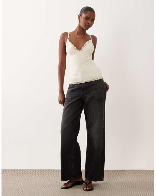 Cotton On White Hold Me Lace Trim Cami