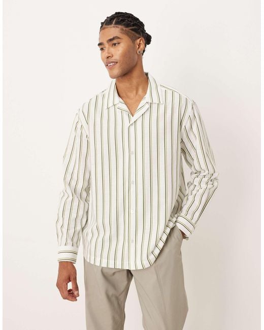 ASOS – locker geschnittenes hemd in Natural für Herren
